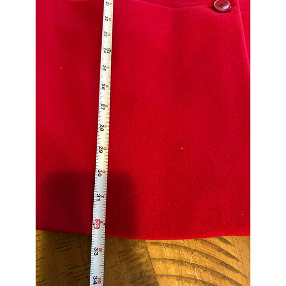 Herman Kay Wool Pea Coat Womens M / L Red Holiday Pockets Christmas Classic - Picture 7 of 7